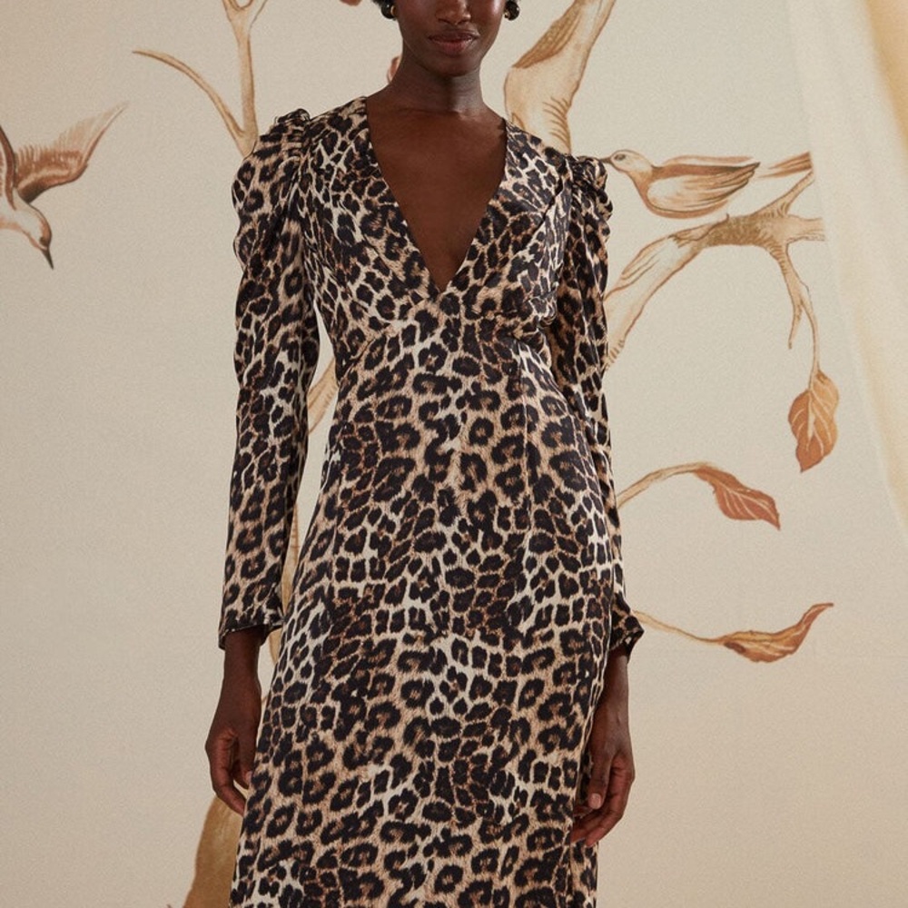 NWT: Leopard Print V-Neck Dress